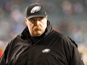 Philadelphia Eagles head coach Andy Reid leaves the field before during their NFL football game against the Cincinnati Bengals in Philadelphia, Pennsylvania, December 13, 2012.  (REUTERS)