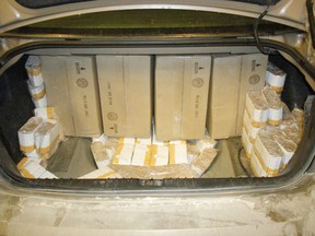 The trunk of a vehicle filled with contraband.
File photo