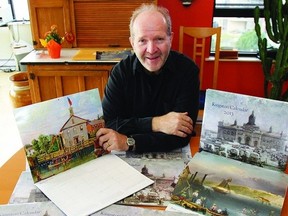 Quarry Press publisher Bob Hilderley is surrounded by the Kingston Calendar 2013 that has become the best-selling gift calendar in Kingston, as reported by local booksellers Novel Idea and Chapters Indigo. The calendar features 17 paintings from 19th-century Kingston, which together constitute a unique portrait of the city. Edited by Mary Alice Downie, Bob Hilderley and Brian Osborne, the paintings are accompanied by quotations from renowned authors who once visited Kingston, including Charles Dickens and Walt Whitman.      Rob Mooy - Kingston This Week