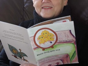 Gretchen Huntley reads from her book, Mama Grog Gets Sick. The local author wrote the book to help children dealing with cancer.     Rob Mooy - Kingston This Week