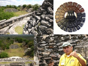 Mayan historian Jake Martinez holds forth at the Mayan ruins at Xunantunich, Belize. According to his interpretation, December 21, 2012 simply represents a transition from one 52-year segment of the Mayan calendar to another – not a reason to fear Armageddon. Jeff Tribe/Tillsonburg News