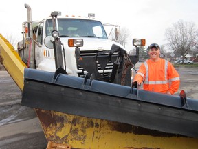 County snowplow operator Brian Westbrook, of Waterford, is all revved up with no place to go thanks to another round of mild winter weather. Due to minimal snow in 2012, Norfolk County is on track for a $1-million surplus in this year’s winter-control budget. (MONTE SONNENBERG Simcoe Reformer)