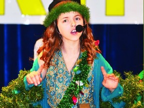 A Christmas tree sings about global warming during one of many musical numbers as Norwood School presented Santa Goes Green, it's Christmas concert, which was performed twice Dec. 18, 2012, in Wetaskiwin. JEROLD LEBLANC PHOTO/WETASKIWIN TIMES/QMI AGENCY