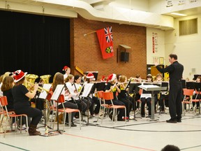 Pictured is the Grade 7 band conducted by Mr. Porter playing Elizabeth Dance.