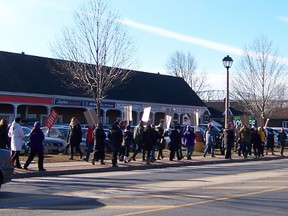 Elementary teachers from the Upper Canada District School Board picket on Second St. West in front the UCDSB satellite office on Thursday as part of a one-day strike.
Erika Glasberg staff photo