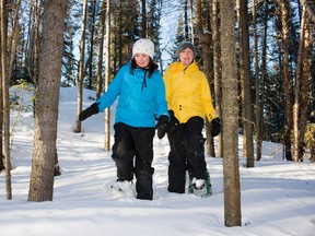 Islay and Lillian Smedley enjoy the growing sport of snowshoeing.