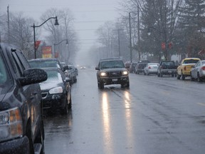 Drivers and pedestrians coped with the first snowfall of the season 
Friday in West Lorne.