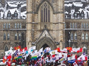 More than 2,000 of First Nations protesters marched on Parliament Hill Friday, Dec. 21, 2012 to demand a meeting with Prime Minister Stephen Harper. The demonstrators, who were taking part in a growing grassroots First Nations movement called Idle No More.