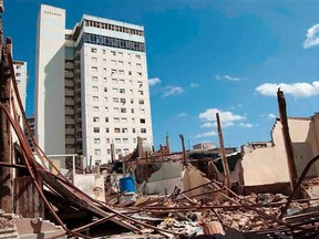 A photo of a building demolished during the flooding caused by Hurricane Sandy in Santiago de Cuba just days after the superstorm hit the island country.