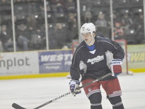 New York Rangers forward and Portage la Prairie's Arron Asham during the "Arron's Chance 2 Play" charity game in Portage Friday. (Kevin Hirschfield/PORTAGE DAILY GRAPHIC/QMI AGENCY)