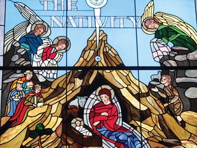 The Nativity stain glass window at St. Mary's Ukrainian Church.
