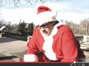 Local actor Caleb Sebben is Santa in this screenshot from Brittlestar's video for the new holiday single The Christmas Message.