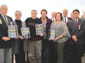Award recipients honoured by the War Pensioners of Canada North Shore Branch recently gathered outside the edgewater in Little Current.
  Photo supplied.
