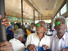 LAURA STRICKER The Sudbury Star 
Cataract surgery patients board the bus which will take them back to the village of Rowthulapudi, 50 kilometres from Kakinada.