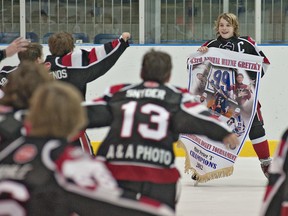 The Brantford 99'ers defeated the St. Catharines Warriors 4-0 to win the Minor PeeWee A final on Saturday, December 29, 2012 at the 43rd annual Wayne Gretzky International Hockey Tournament in Brantford, Ontario.