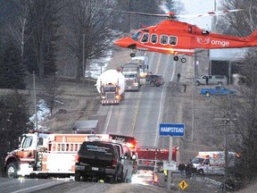 This photo of an air ambulance at the scene of a crash that killed 10 migrant workers and a truck driver, shot by Beacon Herald photographer Scott Wishart, was part of a submission nominated for a National Newspaper Award.