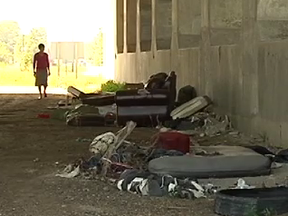 Garbage that chronically accumulates on the railway?s right-of-way below the Hwy. 401 overpass at Putnam Rd.