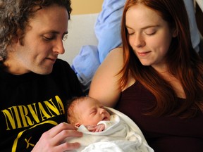 Andrew Philippi and Alura Henault welcomed their first child, Saphira Dawn Philippi, at QEII Hospital at 1:04 a.m., making her Grande Prairie’s New Year’s baby. (Adam Jackson/Daily Herald-Tribune)