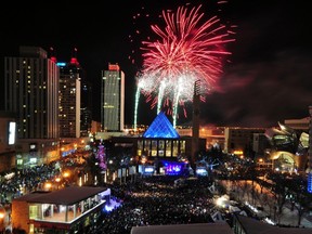 Thousands of Edmontonians flocked to Sir Winston Churchill Square to take in the New Years Eve festivities and fireworks on Monday, Dec. 31, 2012. TREVOR ROBB Edmonton Examiner