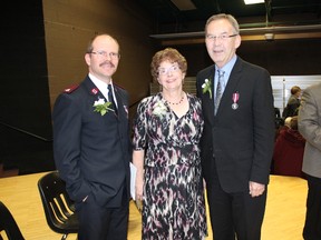 (L to R) Major Mike Hoeft, Darlene Campbell and Rod Gantefoer were presented Queen Elizebeth II Diamond Jubilee Medals in November.