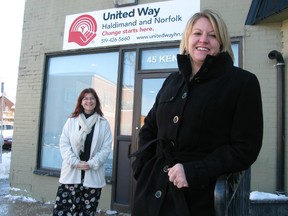 Roselle Slaght (left), campaign manager of the United Way of Haldimand and Norfolk, and Jennifer Crandall, executive director of the agency, are leading the organization in a youth movement. Changes include the formation of a youth committee and computer upgrades. (DANIEL R. PEARCE Simcoe Reformer)