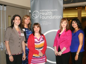 The women of the Northern Lights Health Foundation take a moment’s rest from hosting the Report to the Community reception, held July 26 at the Quality Hotel. From left: Susanne Chaffey, Gayle Phillips, Amy Boutilier, Margaret Ziolecki and Mindy Brar. TODAY FILE PHOTO