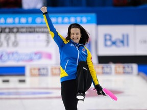 Alberta skip Heather Nedohin celebrates her team’s win over British Columbia in the final at the Scotties Tournament of Hearts curling championship in Red Deer, Alta., in February. As reigning champion, Nedohin’s Team Canada rink has an automatic berth in this year’s national women’s championship, Feb. 16-24 at the K-Rock Centre. (Reuters file photo)