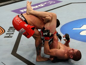 Joe Lauzon’s triangle choke submission win over Jamie Varner at UFC on FOX 4 in August is fight of the year in Neil Springer’s eyes. (Getty)