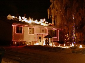 The Bjornson family was the winner of the Town of Fairview Light-up Contest for the second year in a row. (Chris Eakin/Fairview Post)