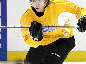 Frontenacs forward Sam Povorozniouk, at practice at the K-Rock Centre on Thursday morning, has scored 11 points in his last eight games. (Ian MacAlpine/The Whig-Standard)