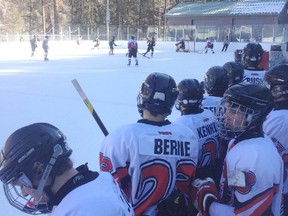 St. Thomas Aquinas boys hockey team skated to a 6-1 exhibition game win in Los Alamos, New Mexico Thursday in an outdoor classic played on an NHL-size artificial outdoor ice surface.
TRAVIS BATTERS/For the Daily Miner and News