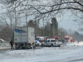 Highway 24 near Simcoe was blocked to traffic by an OPP cruiser north of Windham Rd. 12 on Jan. 4 around 2:30 p.m. due to a collision. SARAH DOKTOR Simcoe Reformer