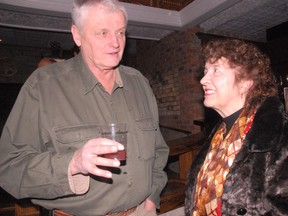 MPP Toby Barrett met with LaSalette area resident Linda Botzang during his annual New Year’s levee held this year at the Backstage Capitol theatre in Delhi on Saturday night (Jan. 5, 2012). A second meeting was held in Cayuga. (DANIEL R. PEARCE  Simcoe Reformer)