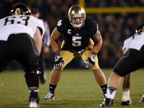 Notre Dame linebacker Manti Te'o will have his hands full with Alabama's running game. (REUTERS)
