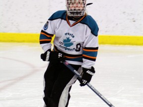 Zoe Falkiner (#9) of the Paris Wight U10 ringette team plays in a game against Caledonia Hills on Saturday, Dec. 29, 2012. SUBMITTED PHOTO