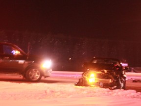 A collision at Highway 43 and 41 Street  on the evening of Jan. 2 occurred between a truck and a car. Emergency Medical Service arrived on scene to treat those with minor injuries.