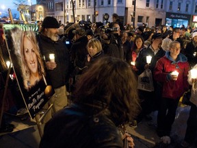 Friends, family, and members of the community gathered at a candlelit vigil for Noelle Paquette, pictured at left, the 27-year-old woman found dead last Wednesday, in a courtyard at Christina and Lochiel Streets in Sarnia on Monday January 7, 2013.  Around 1000 people gathered, with candles lit, to offer their support for friends and family of the junior kindergarten teacher. (CRAIG GLOVER, The London Free Press)