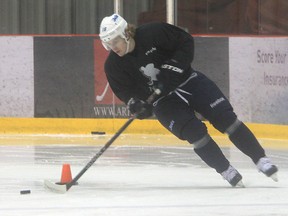 Winnipeg Jets forward Bryan Little skates at the MTS Iceplex just west of Winnipeg on Monday, January 7, 2013. Chris Procaylo/Winnipeg Sun