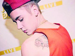 Justin Bieber has a tattoo of the Stratford Cullitons' Indian head logo on his left shoulder.