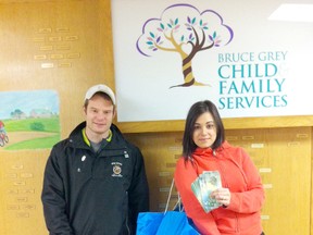 Bruce County RFC teammates, families, and friends assisted Bruce-Grey Child and Family Services in December, 2012 by providing 13 snow suits for children across Bruce and Grey Counties and raised $420 to purchase Christmas  dinners for families less fortunate. Bruce RFC executive members Jason Liddle and Jacqueline Hooker made the drop off in Walkerton.