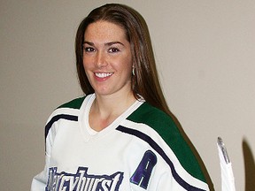 Belleville native Jackie Jarrell, who played NCAA Division 1 women's hockey at Mercyhurst College in Erie, PA, is a headline instructor at the new Elite Girls Hockey Camp. (Paul Svoboda/The Intelligencer.)