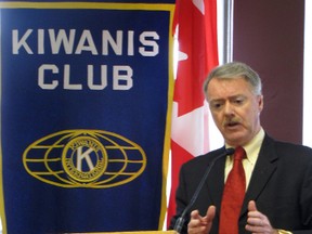 Mayor Mike Bradley sharply criticized the provincial Liberal government for many of the city's job losses Tuesday. He made his traditional New Year's speech to the Golden K Kiwanis Club and said the city is reeling from two recent tragedies involving a murder and a traffic death but that it has the "soul" to rebound. (CATHY DOBSON/THE OBSERVER/QMI AGENCY)