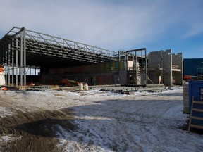 Construction on two new rinks at Genesis Place continues and is expected to be done by July of this year. 
JAMES EMERY/AIRDRIE ECHO