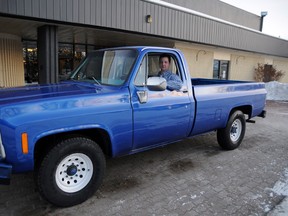 A 1979 Chevy pickup was refurbished by members of Victory Church on the Rock. The truck will be driven to Ensenada, Mexico by Jason McFarlane, Craig King and Sheldon Arends where it will be donated to a pastor who works to find orphans homes. (Aaron Hinks/Daily Herald-Tribune)