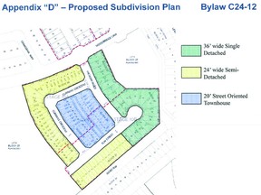 Fort Saskatchewan council voted against approving proposed residential development in Forest Ridge on Tuesday. The area in blue received specific complaints, as many councillors opposed the high-density area.