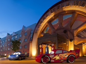 Sally Carrera and Lightning McQueen are stationed at the front of the Wheel Well Motel in the Cars wing of Disney's Art of Animation Resort in Lake Buena Vista, Fla.  PHOTO COURTESY WALT DISNEY CO.