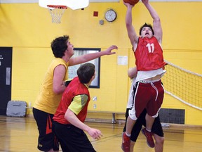 Fellowes High School student Tim Gorr leaps for the basket during the annual Fellowes Alumni Basketball Tournament held recently in Pembroke. For more community photos please visit our website photo gallery at www.thedailyobserver.ca.