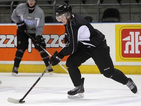 Mike Moffat practises with the Kingston Frontenacs at the K-Rock Centre Thursday afternoon. (Michael Lea/The Whig-Standard)