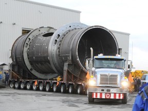 In this file photo, the first of four converters makes its way from  Anmar Mechanical, located in Lively, to Vale, last year. The delivery was one of the first steps in the $2 billion Clean AER  project that aims to decrease sulphur dioxide emissions at the smelter by 70%. 
GINO DONATO/THE SUDBURY STAR/QMI AGENCY