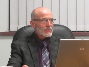 Assistant superintendent Mike Mauws pictured during Thursday's school board meeting where the latest Healthy Schools initiative was discussed. There are 11 schools from the division taking part this year. (ROBIN DUDGEON/PORTAGE DAILY GRAPHIC/QMI AGENCY)